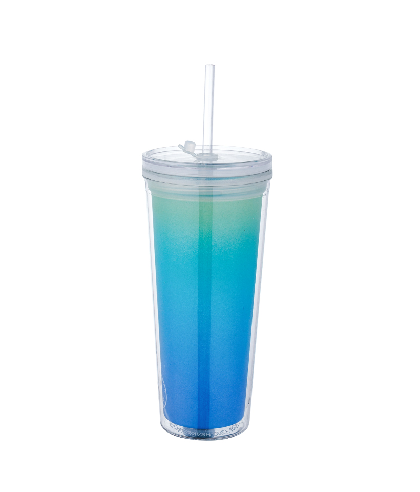 Caneca de café gelo tritan transparente com tampa em espiral de 650 ml