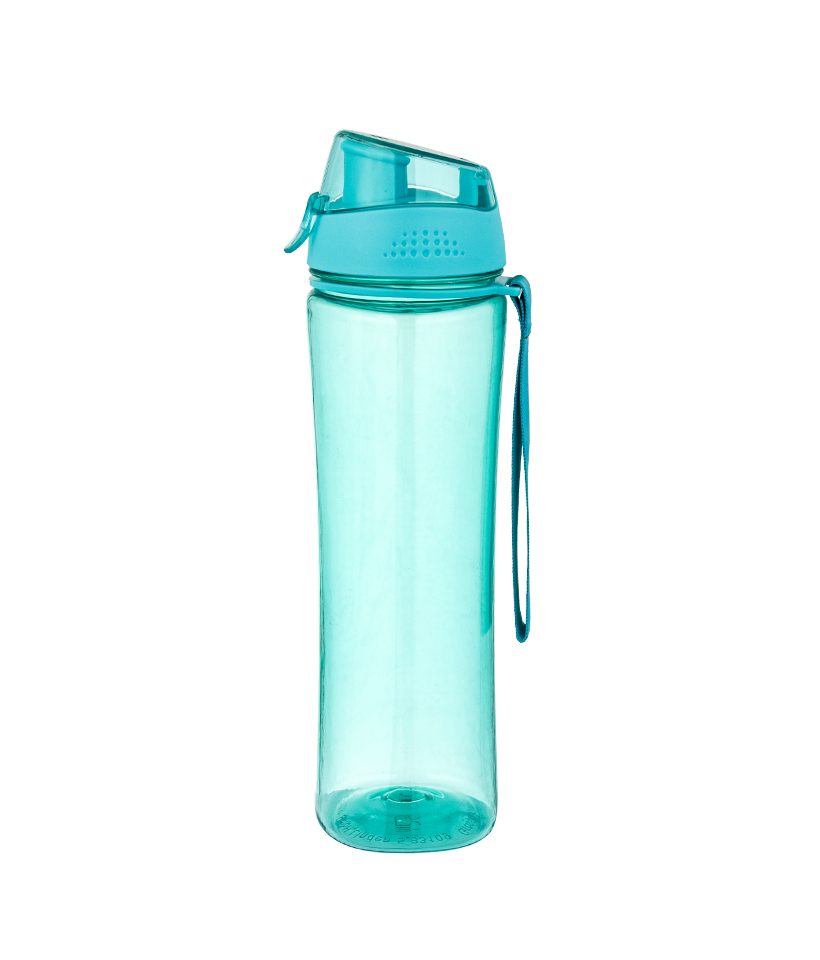 Garrafa esportiva Tritan 700 ml para esportes ao ar livre com design de fundo quadrado