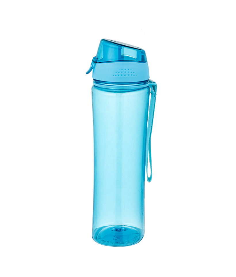 Garrafa esportiva Tritan 700 ml para esportes ao ar livre com design de fundo quadrado