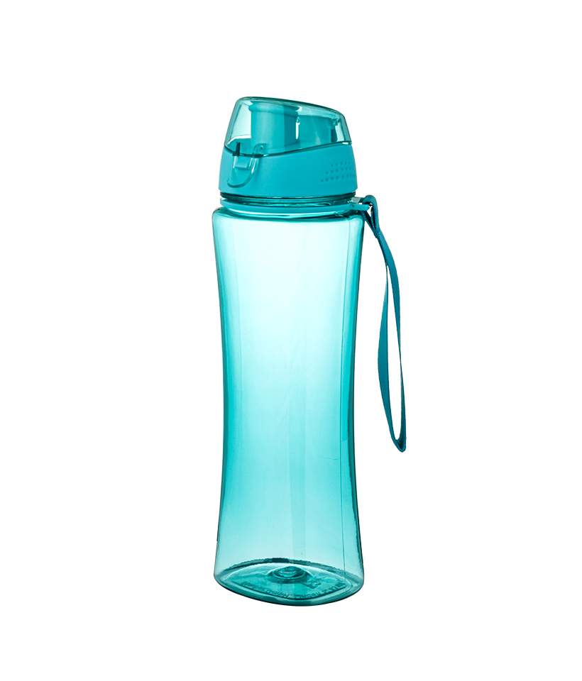 Garrafa esportiva Tritan 700 ml para esportes ao ar livre com design de fundo quadrado